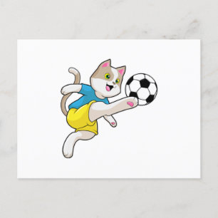 Cat as Soccer player with Soccer ball Postcard