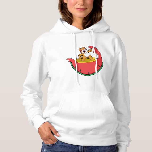 Cat as Surfer with Watermelon Hoodie (Front)