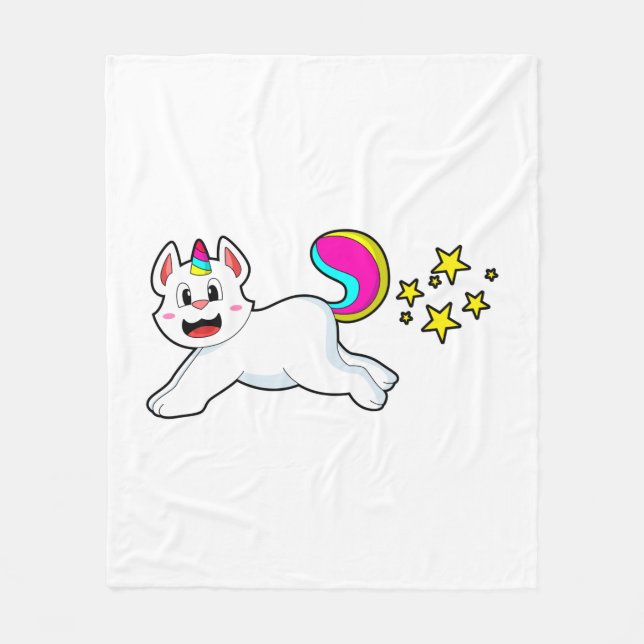 Cat as Unicorn Fleece Blanket (Front)