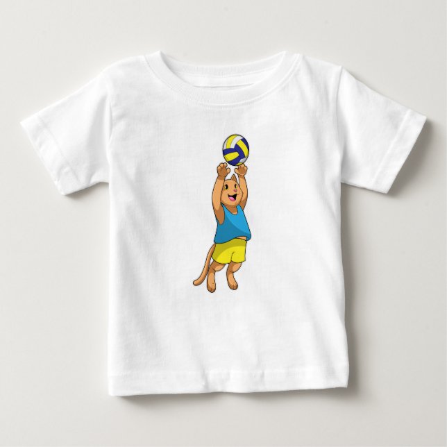 Cat as Volleyball player with Volleyball Baby T-Shirt (Front)