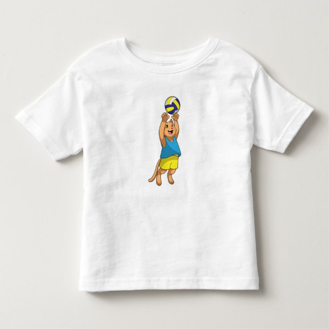 Cat as Volleyball player with Volleyball Toddler T-Shirt (Front)