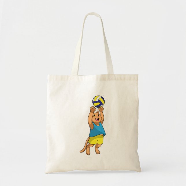 Cat as Volleyball player with Volleyball Tote Bag (Front)