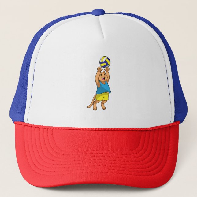 Cat as Volleyball player with Volleyball Trucker Hat (Front)