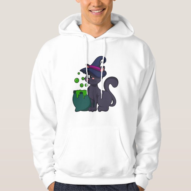 Cat as Witch with Cauldron Hoodie (Front)