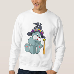 Cat as Wizard with Magic wand & Hat Sweatshirt