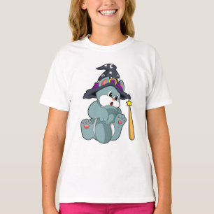 Cat as Wizard with Magic wand & Hat T-Shirt