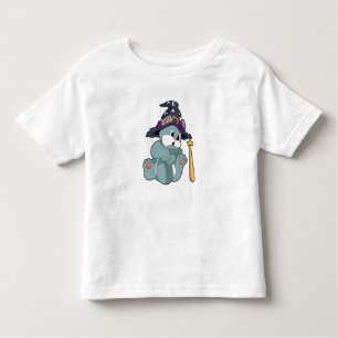 Cat as Wizard with Magic wand & Hat Toddler T-Shirt