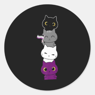 Cat Asexual Pride Cute Ace Flag Animal Pet Lovers Classic Round Sticker