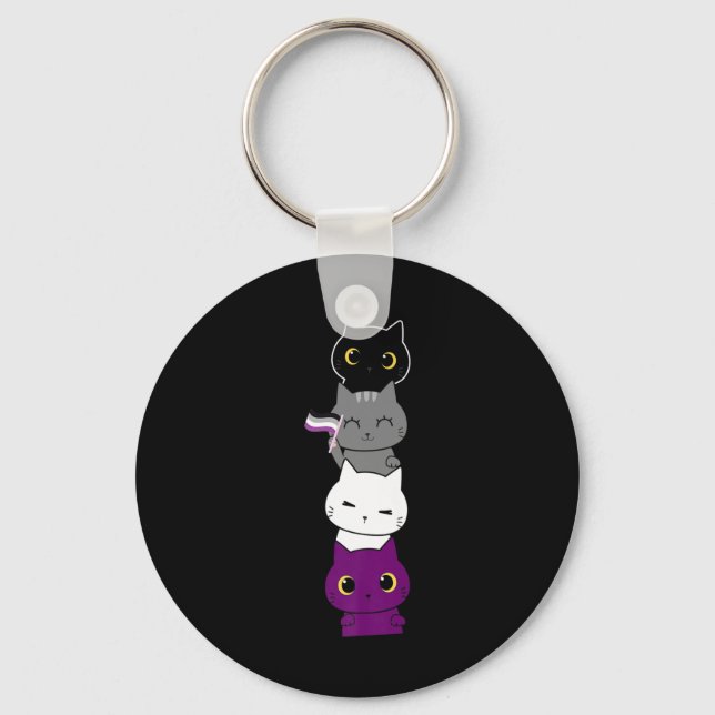 Cat Asexual Pride Cute Ace Flag Animal Pet Lovers Key Ring (Front)