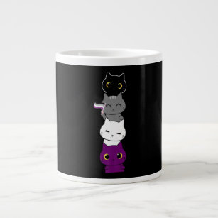 Cat Asexual Pride Cute Ace Flag Animal Pet Lovers Large Coffee Mug
