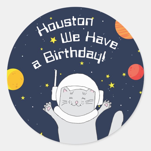 Cat Astronaut Animal With Space Helmet Clipart Bab Classic Round Sticker (Front)