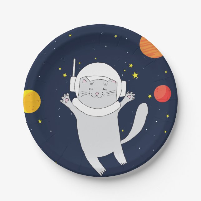 Cat Astronaut Animal With Space Helmet Clipart Bab Paper Plate (Front)