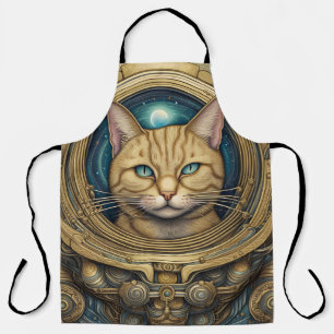 Cat astronaut cyberpunk art apron