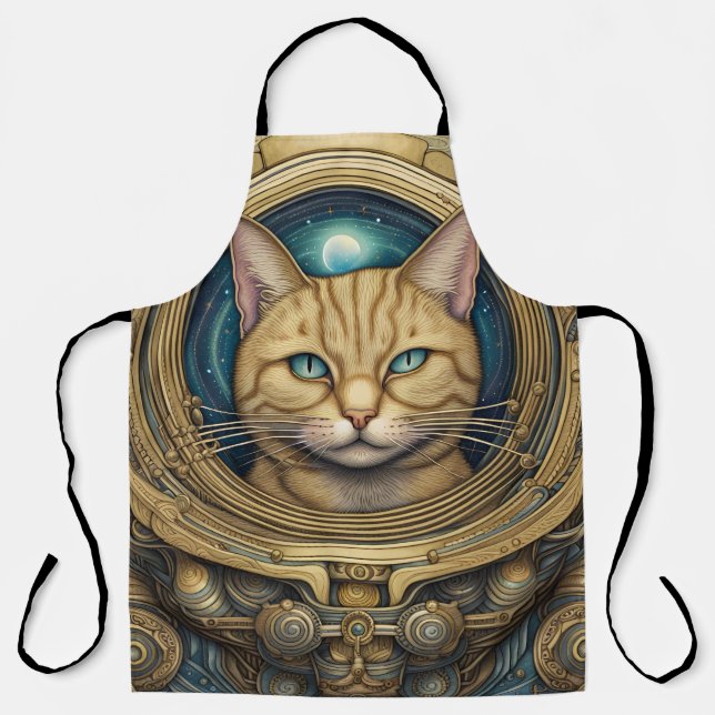 Cat astronaut cyberpunk art  apron (Front)
