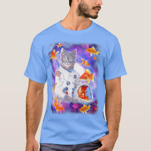 Cat Astronaut in Cosmic Space Funny s for Weird Pe T-Shirt