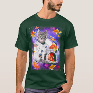Cat Astronaut in Cosmic Space Funny Shirts for Wei