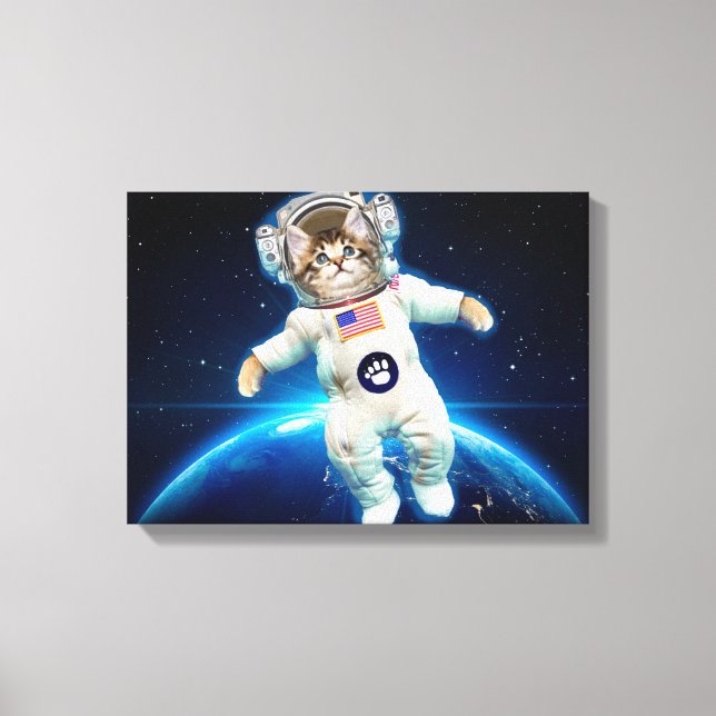 Cat astronaut in space canvas print (Front)
