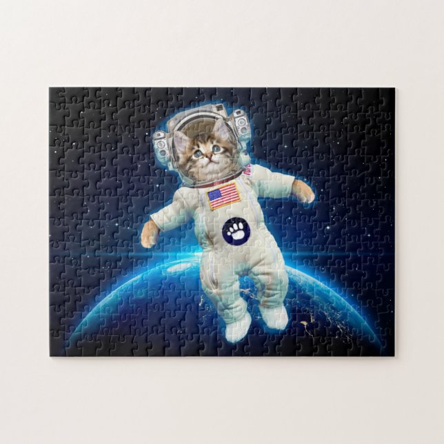 Cat astronaut in space jigsaw puzzle (Horizontal)