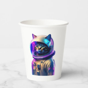 Cat Astronaut in Space Suit and Helmet Paper Cups
