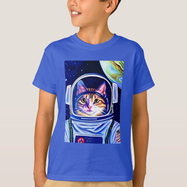 Cat Astronaut in Space  T-Shirt (Front)