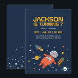 Cat Astronaut Outer Space Kids Birthday Invitation<br><div class="desc">Cute design for kids,  boys or girls who love astronaut,  outer space,  rocket,  universe,  planets,  stars and galaxy. Perfect for space theme birthday party. You can customise the wording to fit other occasions.</div>
