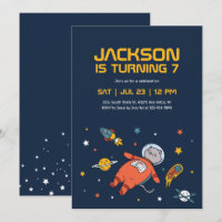 Cat Astronaut Outer Space Kids Birthday