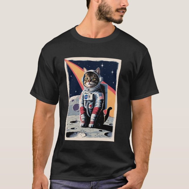 Cat Astronaut Pet Space T-Shirt (Front)