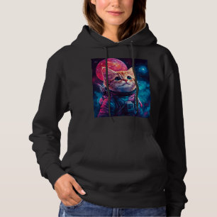 Cat astronaut pink space hoodie