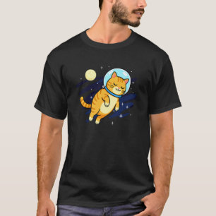 Cat Astronaut Space Moon Animal Lover Mum Dad Kids T-Shirt