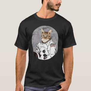 Cat Astronaut Space Ship Cute Kitten Fur Paws Pet T-Shirt