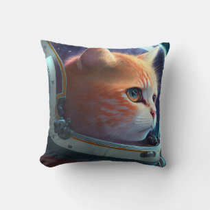 cat astronaut Throw Pillow