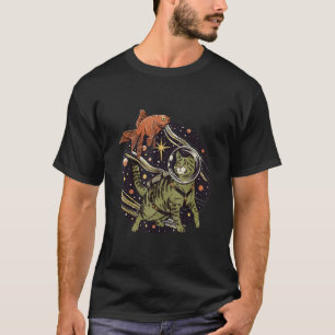 Cat Astronaut With Fish For Men Women T-Shirt