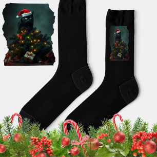 Cat-astrophe Christmas Holiday Chaos Funny Cat  Socks