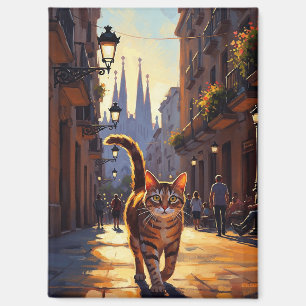 Cat at Barcelona La Sagrada Família Spain Magnet