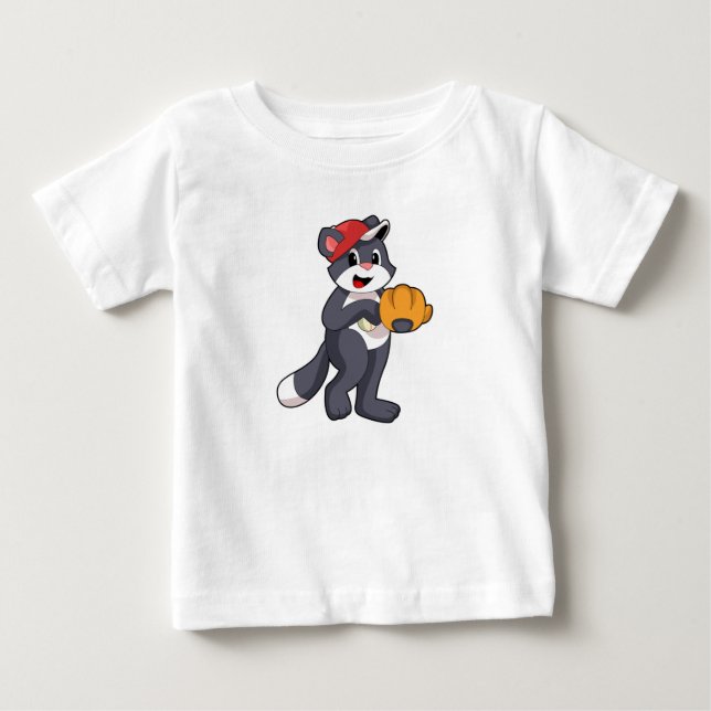 Cat at Baseball with Baseball glove.PNG Baby T-Shirt (Front)