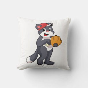Cat at Baseball with Baseball glove.PNG Cushion