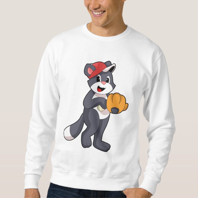 Cat at Baseball with Baseball glove.PNG Sweatshirt (Front)