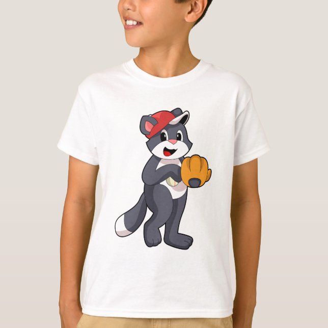 Cat at Baseball with Baseball glove.PNG T-Shirt (Front)