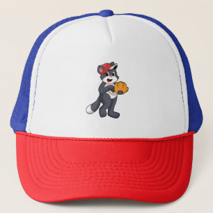Cat at Baseball with Baseball glove.PNG Trucker Hat