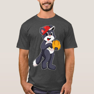 Cat At Baseball With Baseball Glove T-Shirt