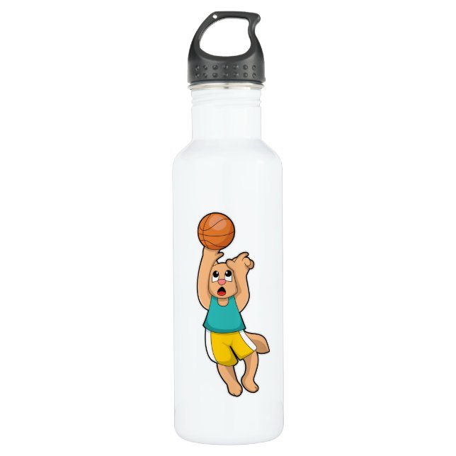 Cat at Basketball Sports 710 Ml Water Bottle (Front)