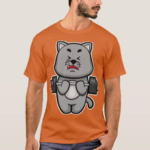 Cat at Biceps training with Barbell T-Shirt