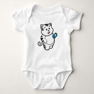 Cat at Biceps training with Dumbbell Baby Bodysuit