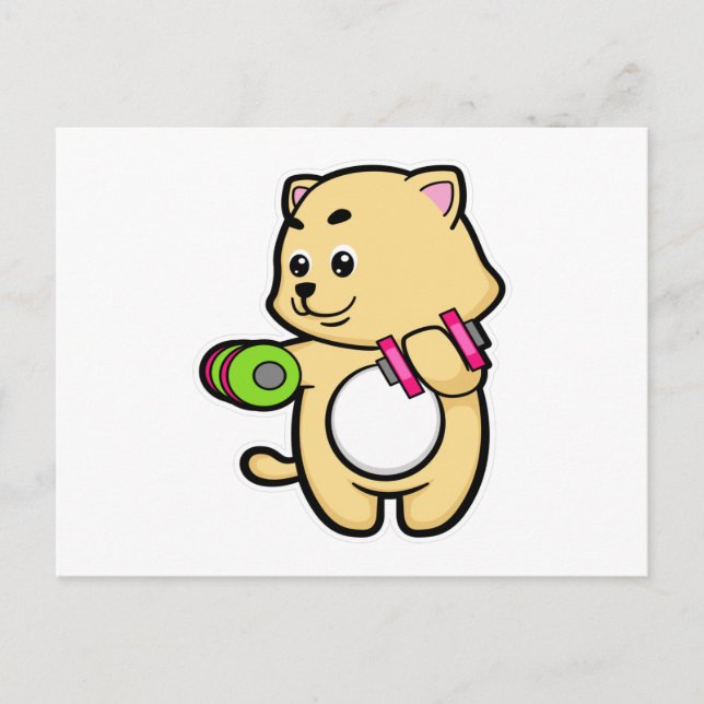 Cat at Biceps training with Dumbbells Postcard (Front)