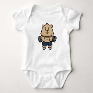 Cat at Bodybuilding with Barbell Baby Bodysuit