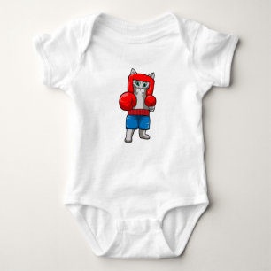 Cat at Boxing with Boxing gloves Baby Bodysuit