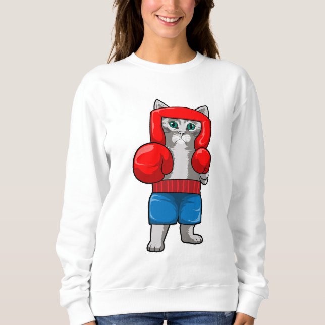 Cat at Boxing with Boxing gloves Sweatshirt (Front)