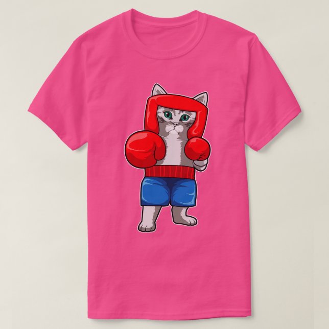 Cat at Boxing with Boxing gloves T-Shirt (Design Front)