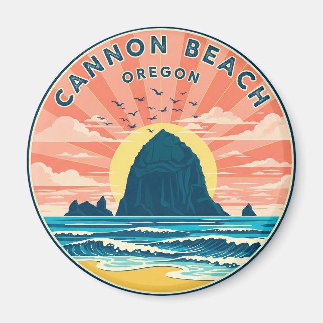 Cat at Cannon Beach Oregon Magnet (Front)