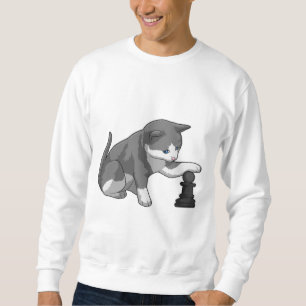 Cat at Chess with Chess piece Bishop Sweatshirt